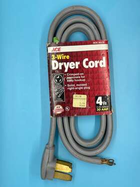 30170 Ace Genuine New Oem Dryer Cord 3-wire Terminals 3 Wire 4 Feet 30 Amp