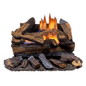 210063-u-b Duluth Forge 18 Inch Ventless Fuel Gas Log Set With Thermostat Split Red Oak Used