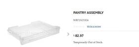 Wr71x25324 Ge Refrigerator Pantry Assembly Pt #
