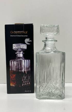 78-807514 Graydon Hall Diamond Glass Decanter 35oz