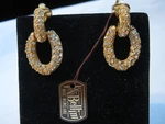 Pave' Rhinestone & Gold Door Knocker Earrings W/ Bellini Made England Tag!. Fixed Price $29.99.