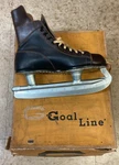 Vintage Ice Hockey Skates Black/brown Leather Hyde Goal Line Canada Original Box. Fixed Price $19.95.