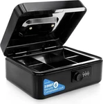 Serenelife 8" Metal Cash Box With Lock 5 Compartment Money Tray Black Safe. Fixed Price $26.99.
