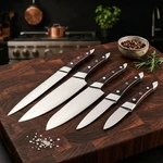 Custom 5PC Kitchen Knife Set Handmade Rosewood Mosaic Pin Professional Chef Gift. Fixed Price $85.50.