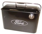 Ford Vintage Beverage Cooler New 5 Gallon Black W/ Built Bottle Opener. Fixed Price $108.00.