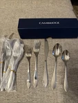 Cambridge Set, Delia Mirror 20 Piece Flatware. Fixed Price $26.95.