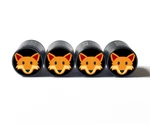 Orange Fox Face Emoji Tire Valve Stem Caps - Black Aluminum Set Of Four. Fixed Price $15.99.