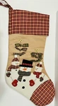 New Fabric Country Holiday Snowmen Trio Stocking By Tii Collections Rustic Charm. Fixed Price $15.85.