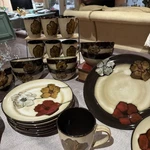 Rare Large Set Of Pfaltzgraff Painted Poppies Dinnerware Great Condition. Fixed Price $85.00.
