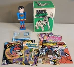 Vintage Marvel & Dc Lot: 1979 Superman Figure, 8 Comics Storage Box!. Fixed Price $39.95.