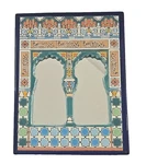 Moroccan Style Mosaic Tiled Mirror Wall Art Key Hole Design Blue Orange 12"X9". Fixed Price $36.00.