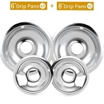 Universal Fit Most Range Stove Chrome Drip Pans Burner Bowls Set 2/ 6" 8" Usa. Fixed Price $14.99.