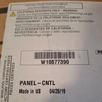 Nib W10877390 Oem Whirlpool Panel-cntl. Fixed Price $75.00.