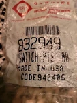 832949, Nos, Otr. Whirlpool Microwave Push To Start Switch, In Sealed Bag. Fixed Price $51.00.