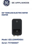 Ge 8KW Tankless Electric Water Heater 240V Digital Control Open Box. Fixed Price $125.00.
