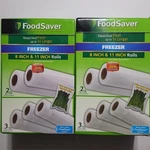 Food Saver Vacuum Sealing System Freezer Rolls Lot 4-8''X20' & 6-11"X16'. Fixed Price $50.00.