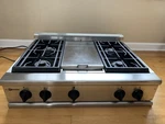 Ge Monogram 36" Stainless Commercial Gas Cooktop Pro Style & Grill ZGU36N4RD1SS. Fixed Price $600.00.