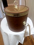 Mcm Kraftware Ice Bucket Brown Leatherette Brass Barware Man Cave Vtg. Fixed Price $15.00.