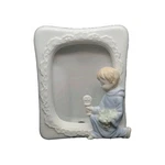 Rr Roman Catholic Kneeling Boy Religious Praying 5" Tall Ceramic Picture Frame. Fixed Price $10.00.