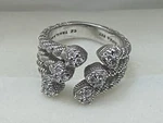 Judith Ripka Sterling Silver 925 Cz Open Heart Verona Bypass Ring 3 Rope Strands. Fixed Price $87.65.
