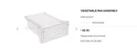 Oem Refrigerator Vegetable Pan Assembly Part # WR71X25327. Fixed Price $52.00.