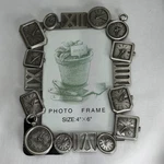 Unique Metal 4X6 Photo Frame Featuring Clocks Roman Numerals & Watches Rare Find. Fixed Price $36.00.
