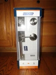 Schlage Century Outside Merano Lever Entry Door + Dead Bolt Lock Set - Satin. Fixed Price $140.00.