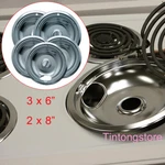 3 Small 6" 2 Large 8" Stove Burner Top Reflector Bowls Range Drip Pans Style. Fixed Price $27.85.