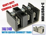 Heavy-duty Large-gauge Wire Terminal Strip / Block 3-POSITION With Quick Conns. Fixed Price $7.23.