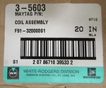 Maytag White Rodgers Emerson F91 320000S1 Gas Valve Solenoid Coil 3-5603. Fixed Price $15.00.