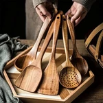Wooden Kitchen Utensil Set - Natural Cooking Tools For Stirring & Serving. Fixed Price $17.99.