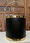 Vintage Kraftware Ice Bucket Black Leatherette Gold Minimalism Midcentury Mcm. Fixed Price $45.00.