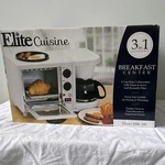 Elite Cuisine EBK-200 3-IN-1 Breakfast Center White Coffeemaker Toaster Griddle. Fixed Price $44.86.