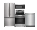 New Frigidaire Complete Kitchen Appliance Package Stainless Steel. Fixed Price $3128.97.