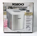Igloo Countertop Ice Maker 26 Lbs Self Cleaning - Qt White/ Stainless Steel. Fixed Price $59.99.