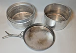 Vtg 3PC 1967 Leyse Vietnam Us Army Field Cooking Pots - B. Company 1/66 Armor. Fixed Price $79.99.