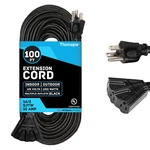 100 Ft Outdoor Extension Cord Outlets 16/3 Sjtw Black Prong Ul Certified. Fixed Price $46.99.