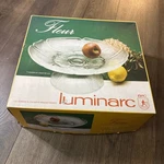 Vintage Luminarc Fleur Footed Fruit Bowl 32CM J.g. Durand France Crystal Glass. Fixed Price $18.74.