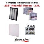 2021 Hyundai Tucson 2.4L Complete Oil, Air & Cabin Filter Kit (5W-20). Fixed Price $90.95.