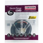 Certified Appliance Accessories 6FT 4-WIRE 40 Amp Electric Range Cord 90-2064. Fixed Price $17.99.