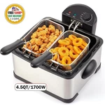 Freidora Comercial Para Restaurante Acero Inoxidable 4.5 Qt 1700W Extra Grande. Fixed Price $141.99.