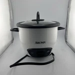 Aroma ARC-743-1NG Cup Rice Cooker White Tested Working W/ Glass Lid. Fixed Price $11.00.