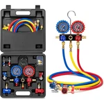 Hvac Way Manifold Gauge Set W/ 5FT Hoses R1234YF R404A R134A Refrigeration. Fixed Price $53.95.