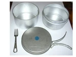Vtg 3PC 1960'S Leyse Vietnam Us Army Military Field Cooking Pots & Fork. Fixed Price $48.00.